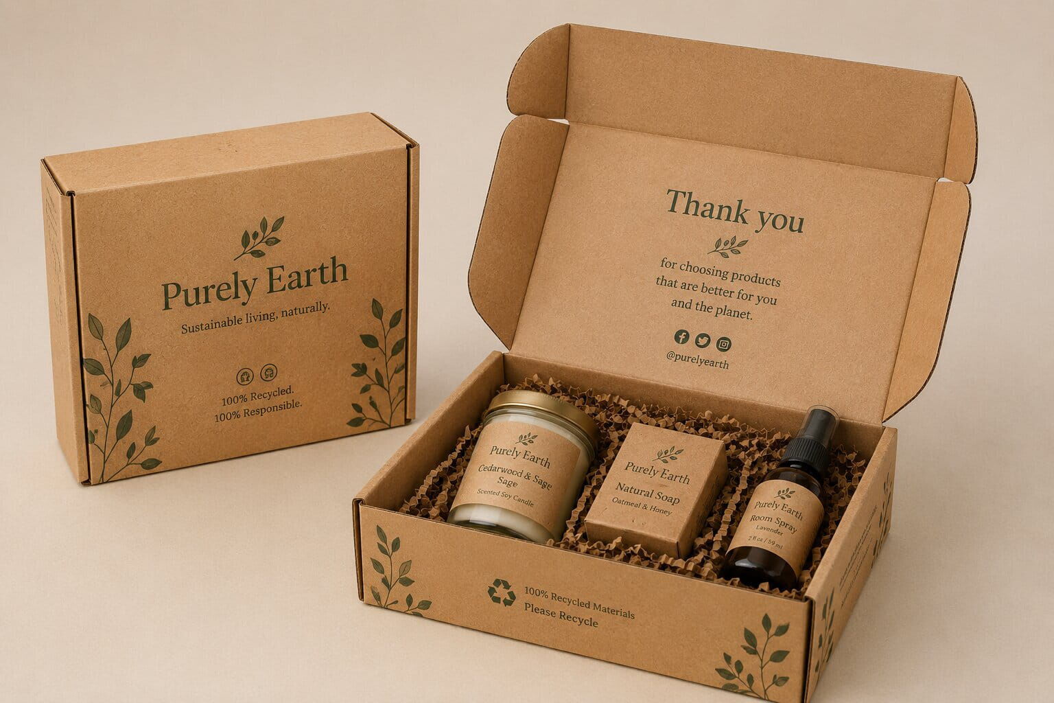 Kraft brown mailer box with artisan products